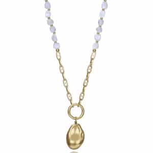 Collar Acero Ip Dorado Y Madre Perla Sra Fsn