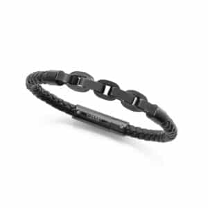 Puls Acero Ip Gris Y Piel Negra Sr Fashion
