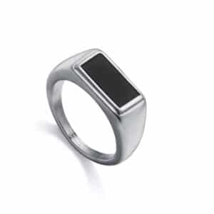 Anillo Acero Sello Agata Negra Sr Fashion