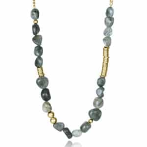 Collar Acero Ip Dorado Y Piedra Nat Sra Fn