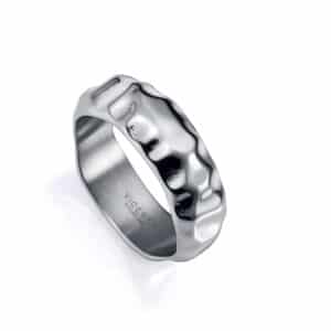 Anillo Acero Martillado Sr Fashion