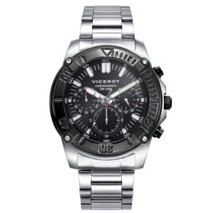 Crono Acero Ip Negro Brazalete Sr Va