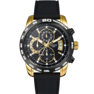 Crono Acero Ip Dorado Y Negro Correa Sr Va