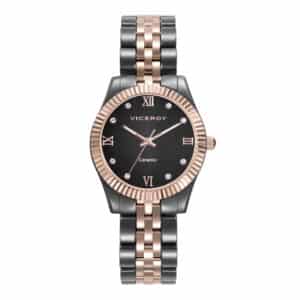 Reloj Acero Ip Rosa Y Cerámica Brazalete Sra Va