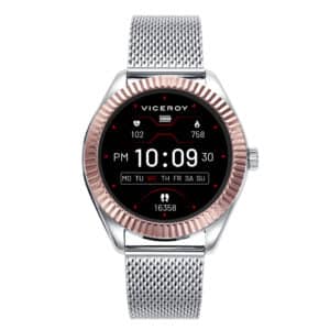 Reloj Smart Acero Ip Rosa Brazalete Sr Va