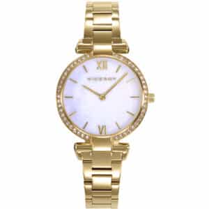 Reloj Acero Ip Dorado Brazalete Sra Va