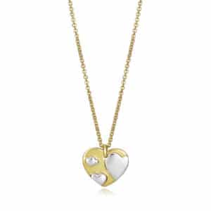 Collar De Plata De Ley Bitono Corazones Sra Fn