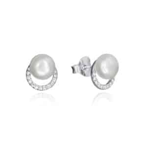 Pendientes Plata Aro Circonitas Y Perla Sa J