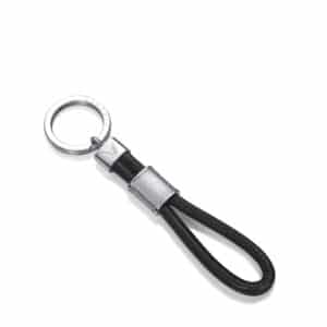 Llavero Acero Piel Lisa Negra Componente  Sr Fn