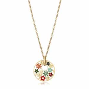 Collar Acero Flores Esmalte Colores Sra Fn