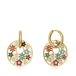 Pendientes Aro Acero Flores Esmalte Colores Sra Fn