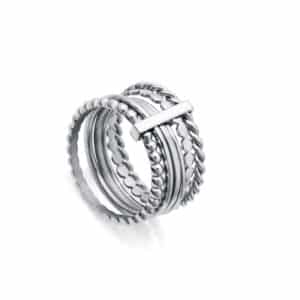 Anillo Multi Tira En Acero Sra Fn