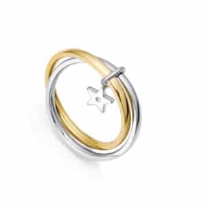 Doble Anillo Acero Ip Circonita Sra.fn