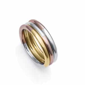 Anillo Triple Acero Tricolor Sra Fn