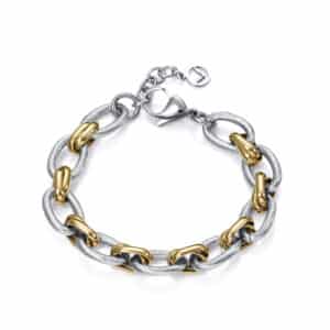 Pulsera Acero E Ip Dorado Eslabones Sra Fn