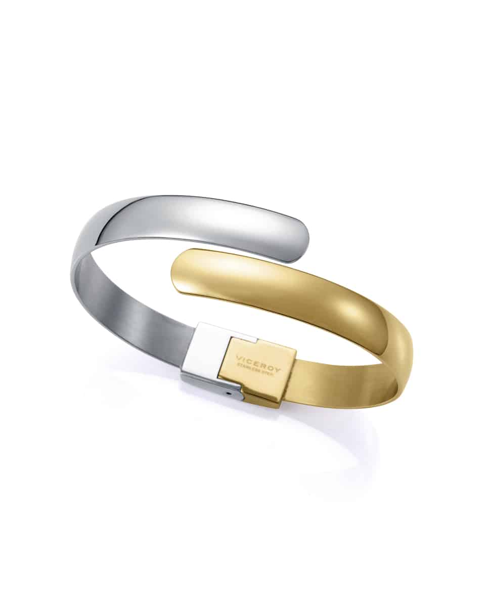 Bracciale Rigido In Acciaio Rosa E Oro, Multicolore, Finitura Lucida – Regalo Unico Per Lei - 3