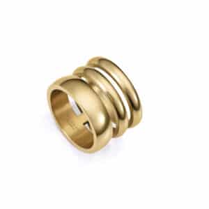 Anillo Acero Ip Dorado Ancho Sra Fashion