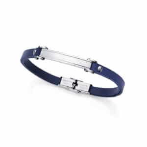 Pulsera de hombre de acero y piel azul