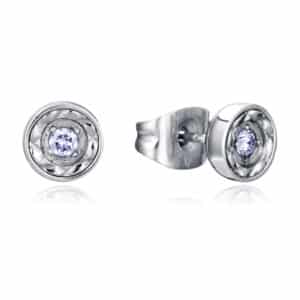 Pendientes de mujer de acero colección Laura Escanes con diamante creado