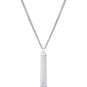 Collar de hombre de acero y barra colgante colección Laura Escanes con diamante creado