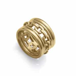 Anillo Acero Ip Dorado Sra Fashion