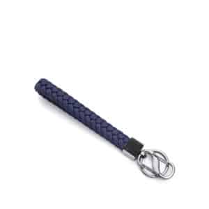 Llavero Acero Ip Negro Piel Azul Sr Fashion