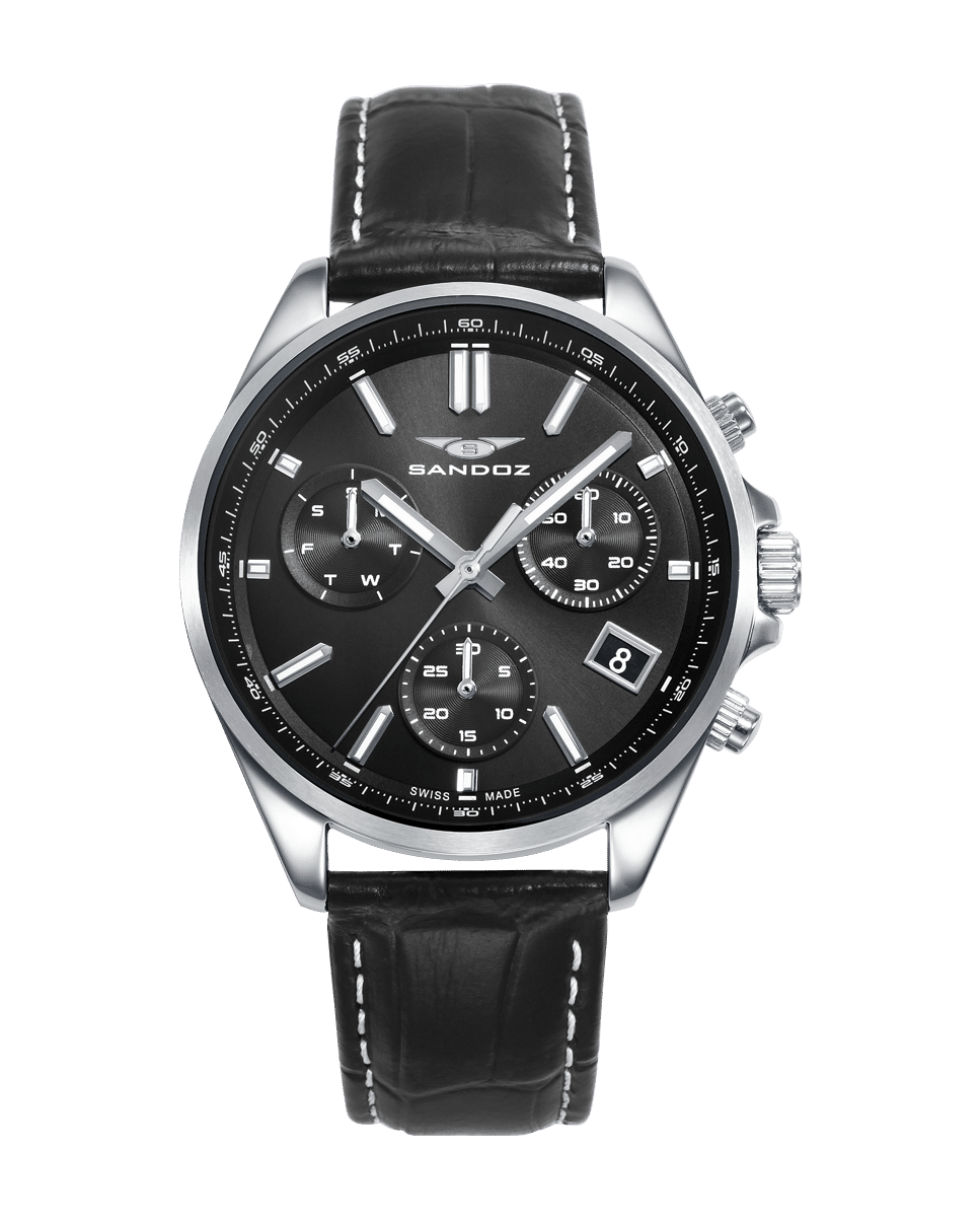 Sandoz Caractere Crono - Orologio Uomo In Titanio IP Gun Con Cinturino In Caucciù - Edizione Limitata
