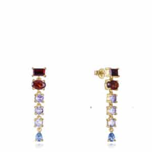 Pendiente Plata De Ley Baño Oro Circ Sra Jewels
