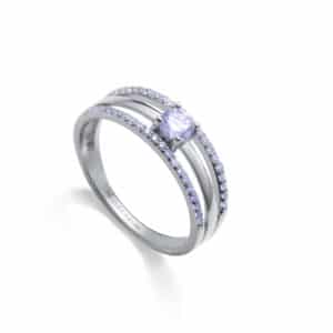 Anillo Plata De Ley Baño Rodio Circ Sra Jwls