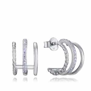 Pendiente Plata De Ley Baño Rodio Circ Sra Jewels
