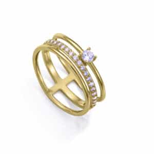 Anillo Plata De Ley Baño Oro Circ Sra Jewels