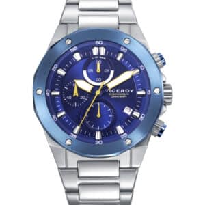 Reloj Viceroy  Hombre caja bitono de acero con bisel Ip azul 20 Atm, brazalete de acero, movimiento cuarzo