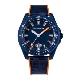 Reloj de bio base carbono unisex azul y naranja - Pulsera de caucho