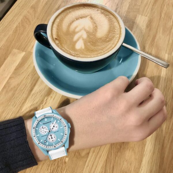 Reloj multifunción de base carbono unisex azul claro- Pulsera de caucho - Imagen 3