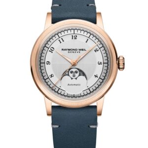 Reloj Raymond Weil millesime moonphase 35 mm, silver dial 2145-PC5-05650