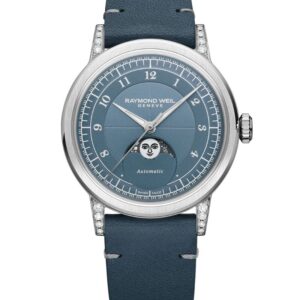 Reloj Raymond Weil millesime moonphase 35 mm, blue dial 2145-SCS-05511