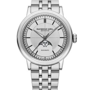 Reloj Raymond Weil millesime moonphase 39 mm, silver dial 2945-ST-65001