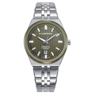 Reloj Acero Ip Verde Brazalete Zafiro Swiss Made