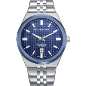 Reloj Acero Ip Azul Brazalete Zafiro Swiss Made