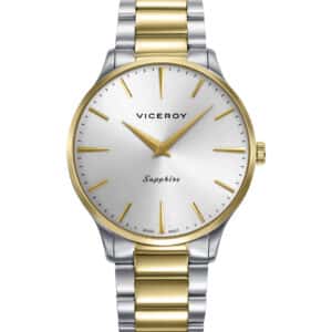 Reloj caja bitono de acero e Ip dorado 5 Atm, brazalete bitono de acero e Ip dorado, movimiento cuarzo Suizo, Swiss made