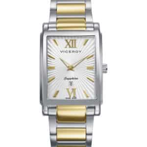 Reloj caja de acero 5 Atm, brazalete bitono de acero e Ip dorado, movimiento cuarzo Suizo, Swiss made