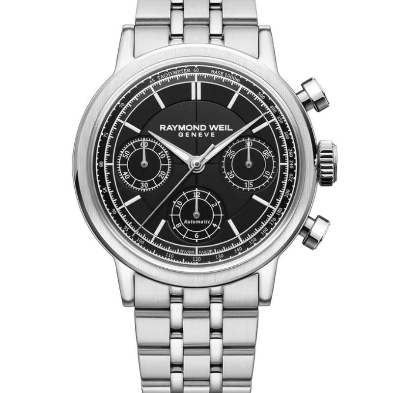 Reloj Raymond Weil millesime Tri-Compax Chronograph 39 mm, black dial 7765-ST-20001