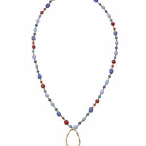 Collar Acero Ip Dorado Piedras Nat Sra Fshn