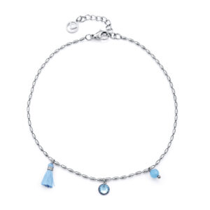 Tobillera Acero Piedra Y Cristal Sra Fshn