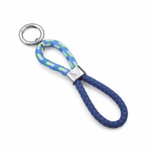 Llavero Acero Piel Azul Cuerda Sra Fashion