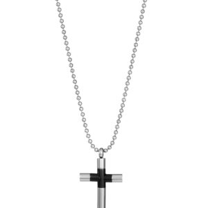 Collar Acero E Ip Negro Cruz Sr Fashion