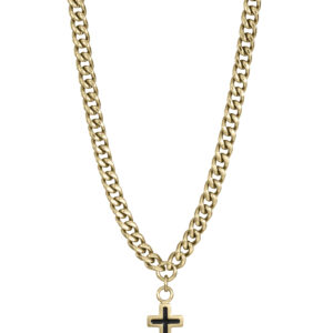 Collar Acero Ip Dorado Cruz Sr Fashion