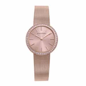 Reloj Viceroy de mujer  en acero IP rosa, con malla milanesa, esfera salmón y bisel de circonitas