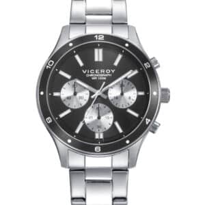 Reloj Viceroy de hombre Cronógrafo con caja de acero, bisel negro y brazalete metálico