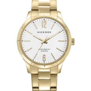 Reloj Viceroy de Hombre en acero IP dorado, con esfera blanca y diseño elegante